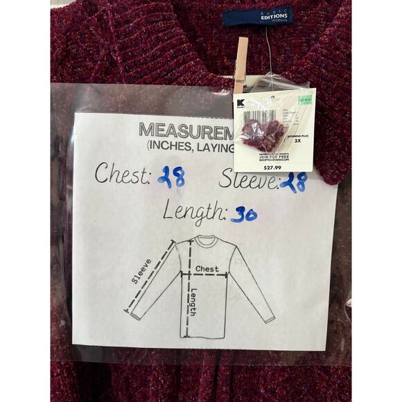 Basic Editions Chenille Zip-Up Sweater (3X) - Picture 8 of 8